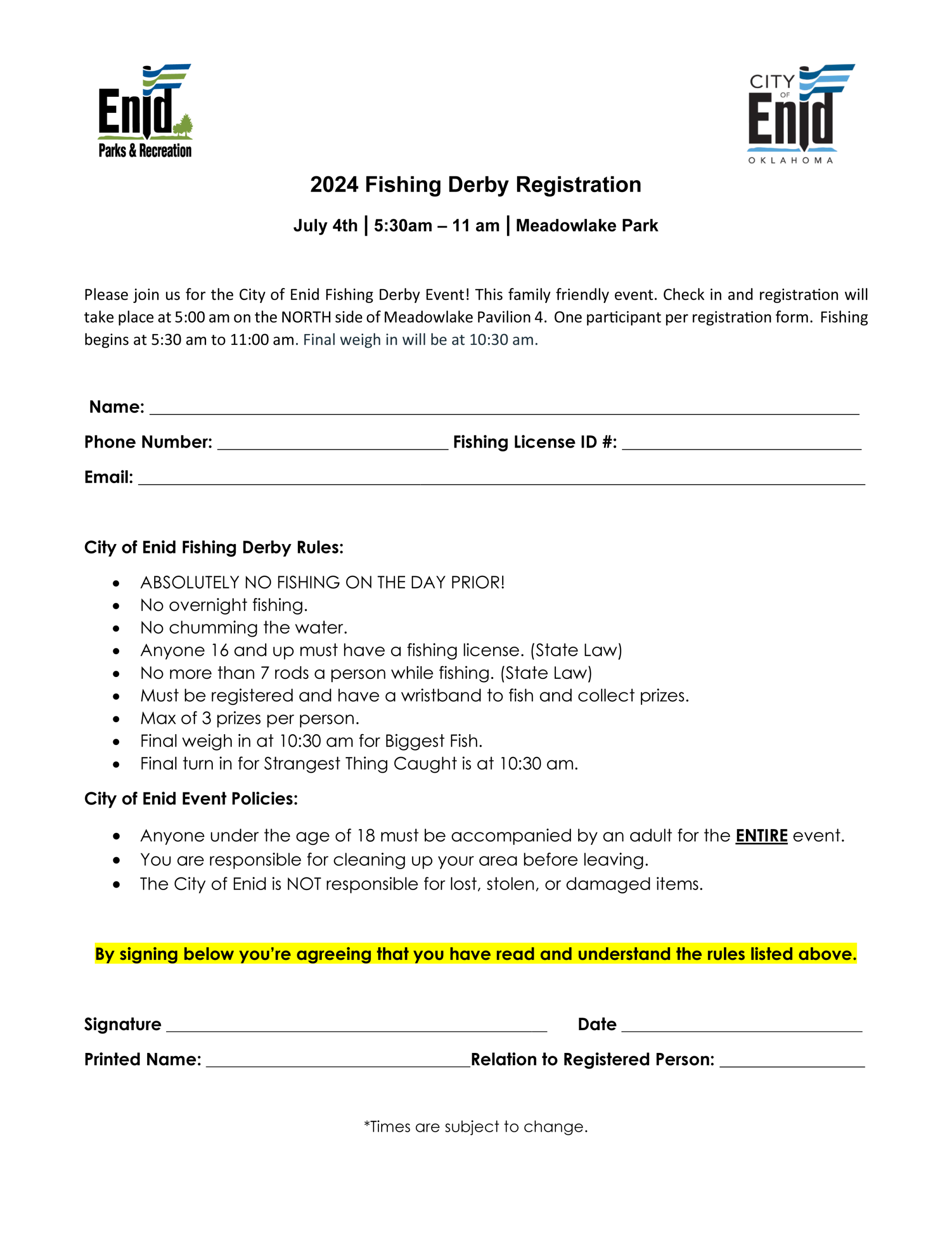 Fishing, derby, registration