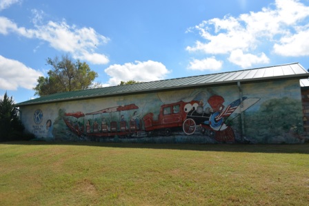 Meadowlake N mural on side of train building full from right corner