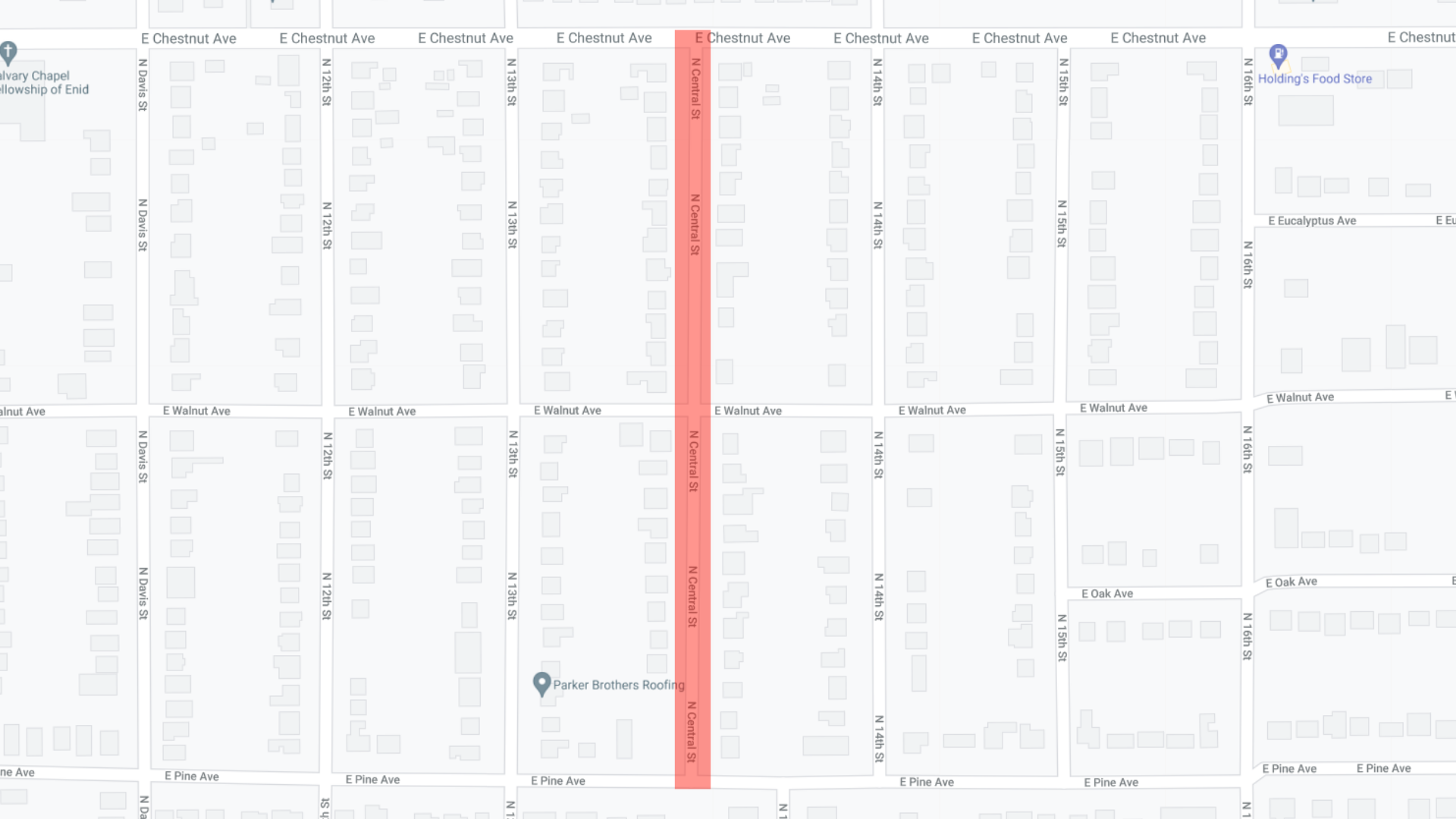 Map ofWater Outage on North Central Street